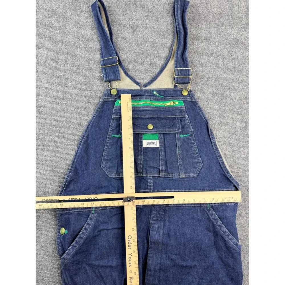 Liberty Mens Denim Bib Overalls 38x30 Straight Leg Dark Wash Utility Workwear